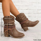 Maren | Women's Western Ankle Boots | Braided Strap · Eltrendio