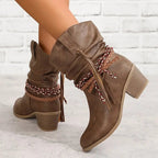 Maren | Women's Western Ankle Boots | Braided Strap · Eltrendio