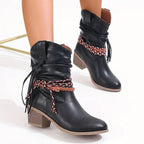 Maren | Women's Western Ankle Boots | Braided Strap · Eltrendio