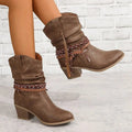 Maren | Women's Western Ankle Boots | Braided Strap · Eltrendio