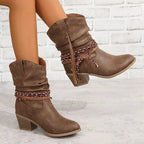 Maren | Women's Western Ankle Boots | Braided Strap · Eltrendio