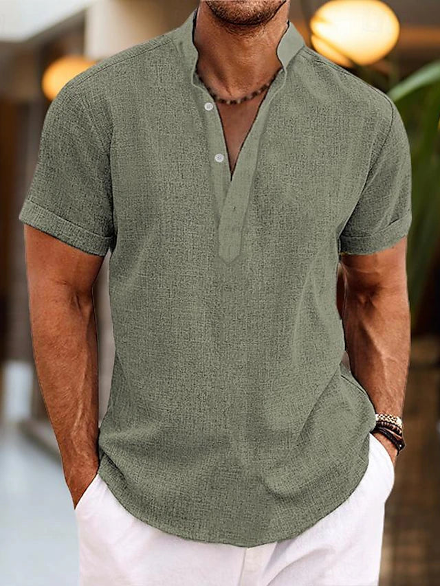 Thomas | Men's Short Sleeve Shirt | Stand Collar • Eltrendio