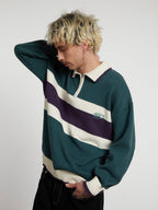 Milo | Unisex Half Zip Polo Sweater | Oversized Striped Knit Y2K Style-Eltrendio