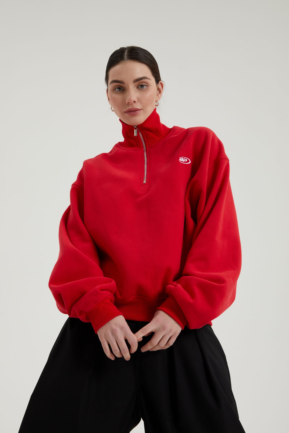 Morgan | Unisex Half Zip Sweatshirt | Oversized Cropped Retro Collar-Eltrendio