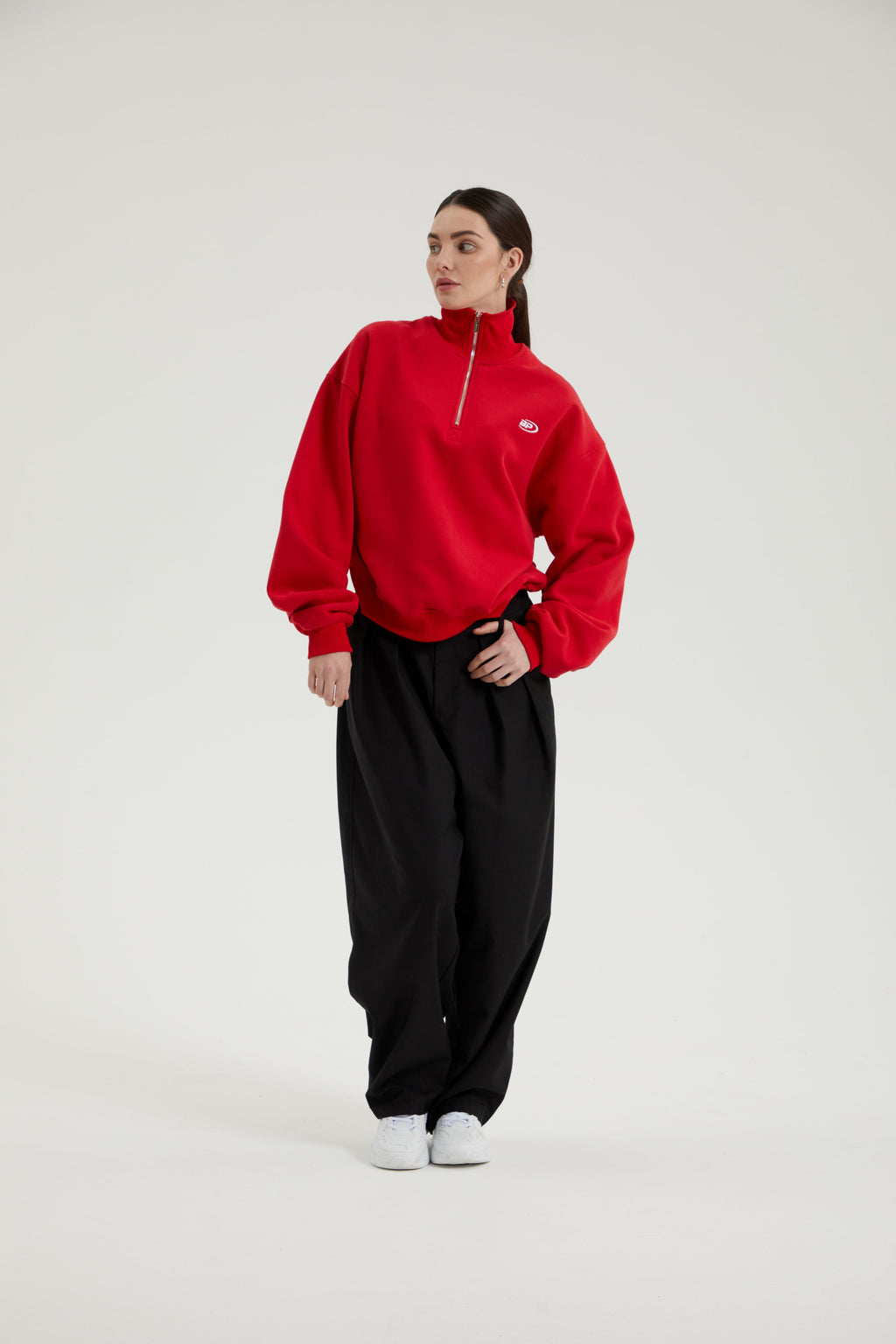 Morgan | Unisex Half Zip Sweatshirt | Oversized Cropped Retro Collar-Eltrendio