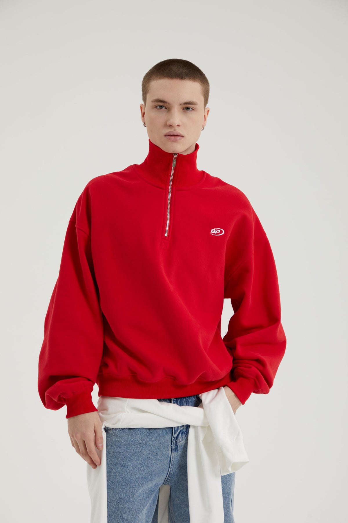 Morgan | Unisex Half Zip Sweatshirt | Oversized Cropped Retro Collar-Eltrendio