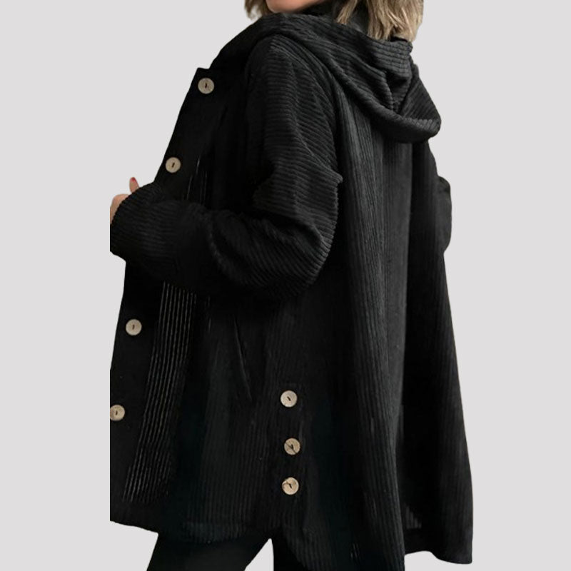 Nadia | Women's Hooded Corduroy Jacket | Button-Up · Eltrendio