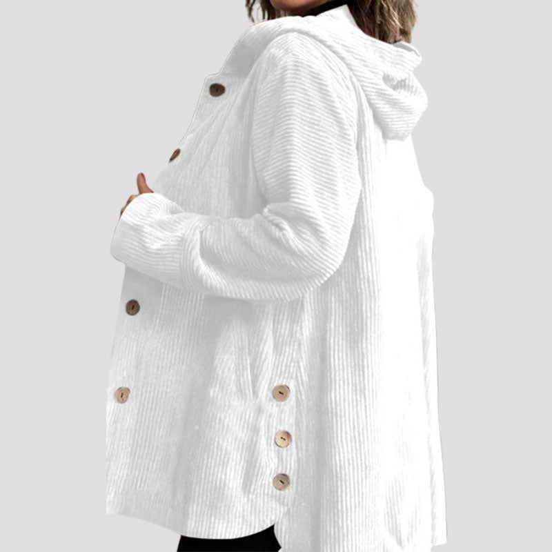 Nadia | Women's Hooded Corduroy Jacket | Button-Up · Eltrendio