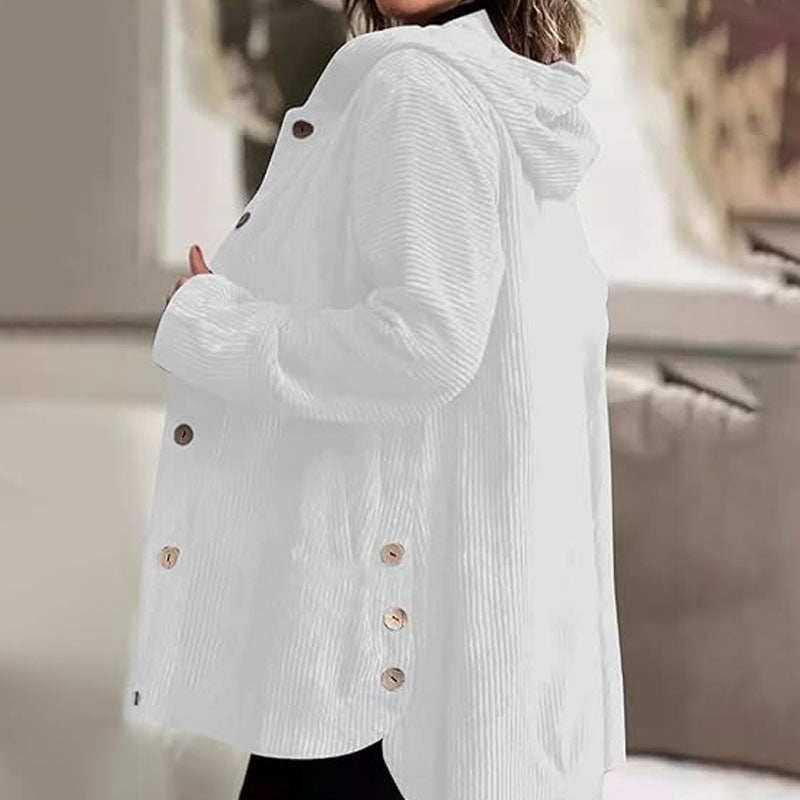 Nadia | Women's Hooded Corduroy Jacket | Button-Up · Eltrendio