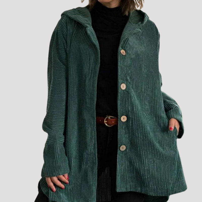 Nadia | Women's Hooded Corduroy Jacket | Button-Up · Eltrendio