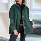 Nadia | Women's Hooded Corduroy Jacket | Button-Up · Eltrendio