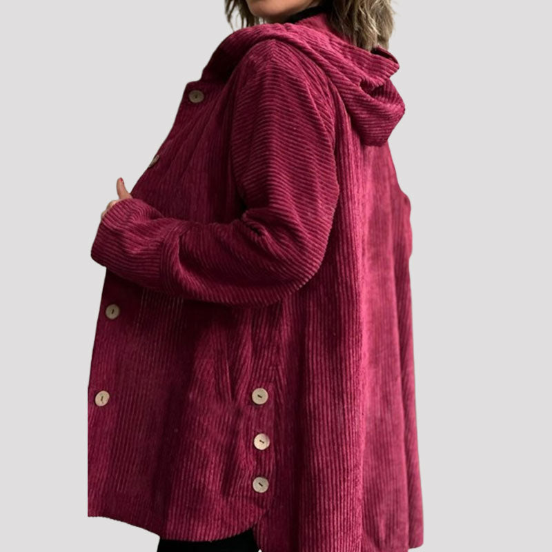 Nadia | Women's Hooded Corduroy Jacket | Button-Up · Eltrendio