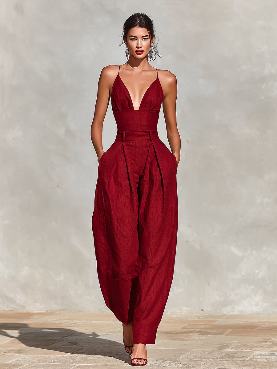 Nadia | Women's Wide-Leg Jumpsuit | V-Neck · Eltrendio