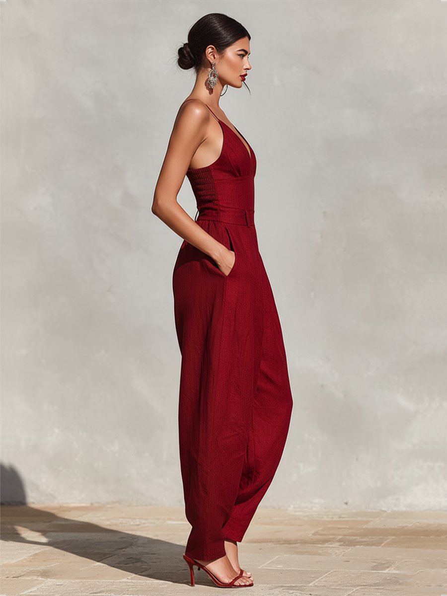 Nadia | Women's Wide-Leg Jumpsuit | V-Neck · Eltrendio