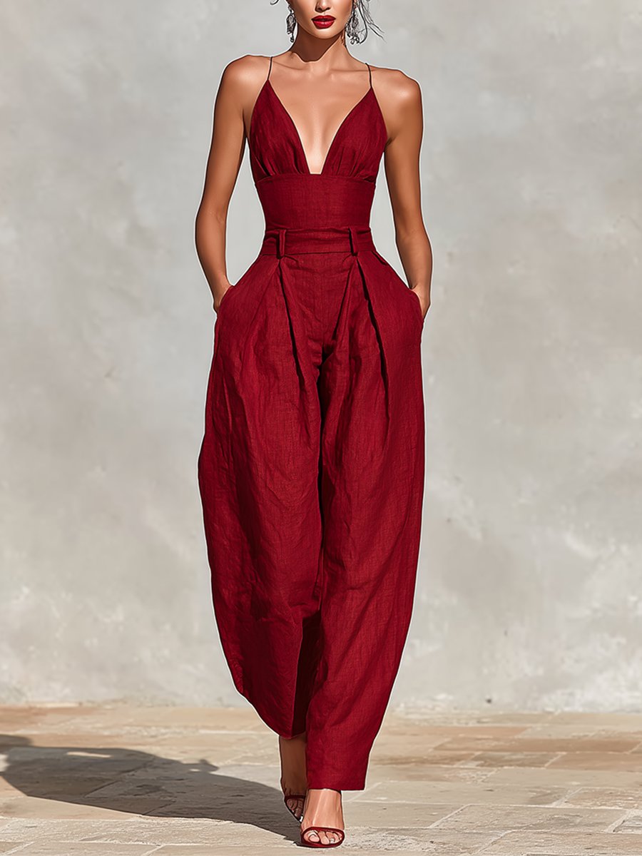 Nadia | Women's Wide-Leg Jumpsuit | V-Neck · Eltrendio