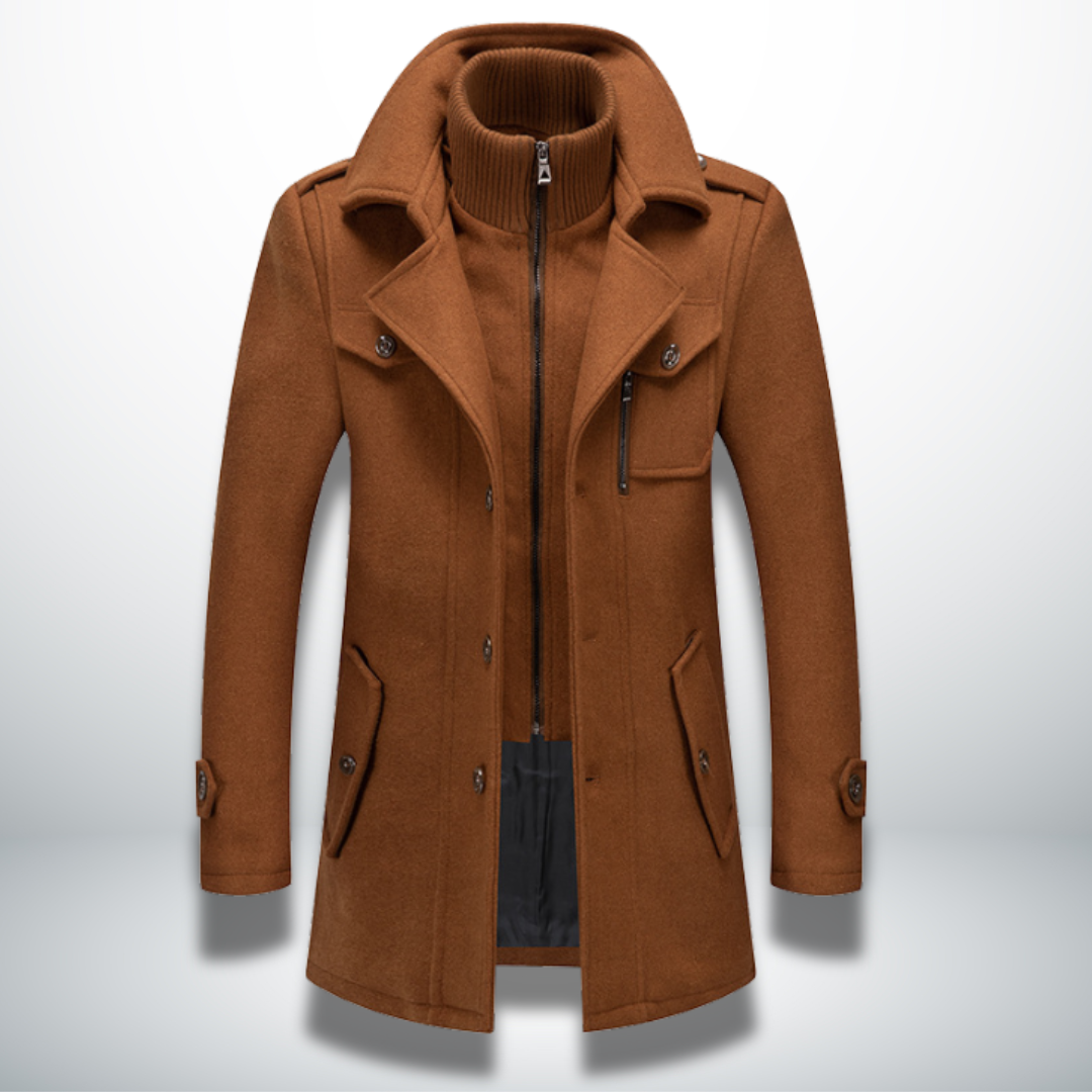 Nathaniel | Men's Double-Collar Coat | Zip Front · Eltrendio