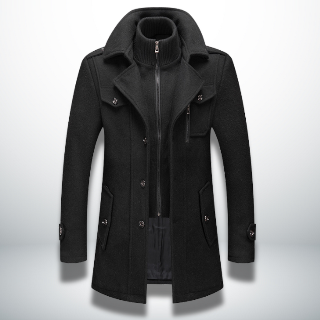 Nathaniel | Men's Double-Collar Coat | Zip Front · Eltrendio
