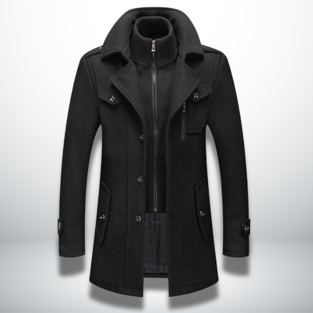 Nathaniel | Men's Double-Collar Coat | Zip Front · Eltrendio