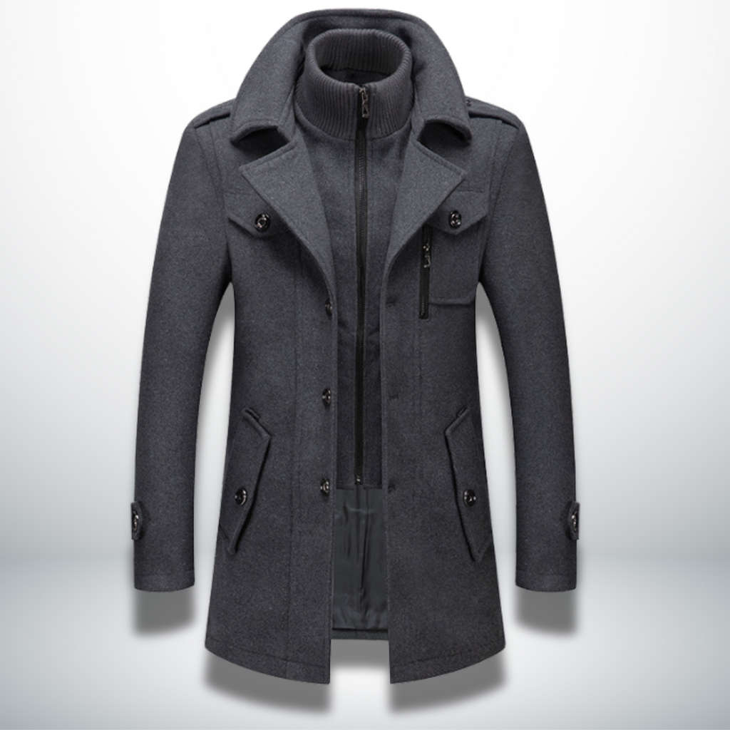 Nathaniel | Men's Double-Collar Coat | Zip Front · Eltrendio