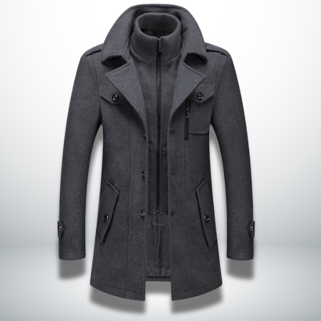 Nathaniel | Men's Double-Collar Coat | Zip Front · Eltrendio
