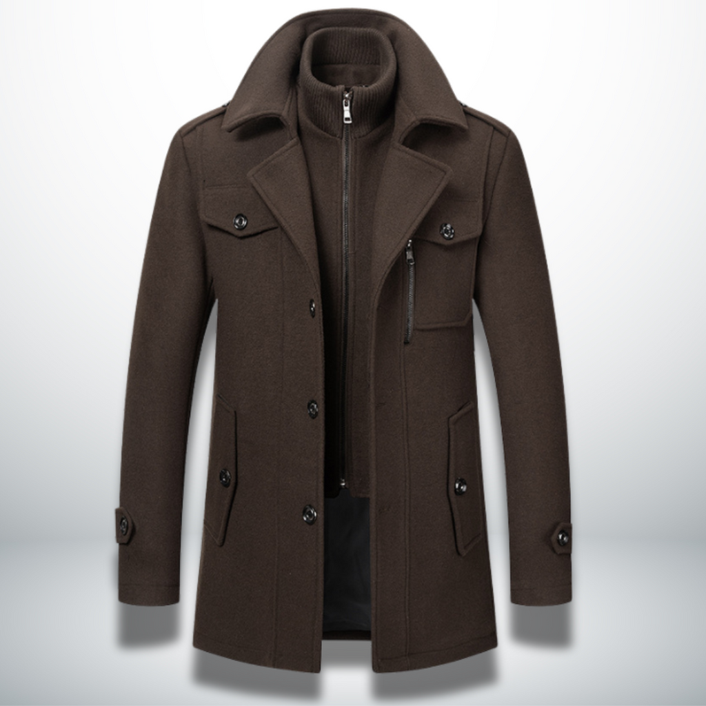 Nathaniel | Men's Double-Collar Coat | Zip Front · Eltrendio