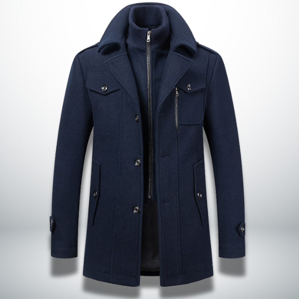 Nathaniel | Men's Double-Collar Coat | Zip Front · Eltrendio