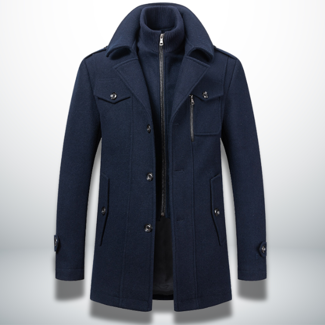 Nathaniel | Men's Double-Collar Coat | Zip Front · Eltrendio