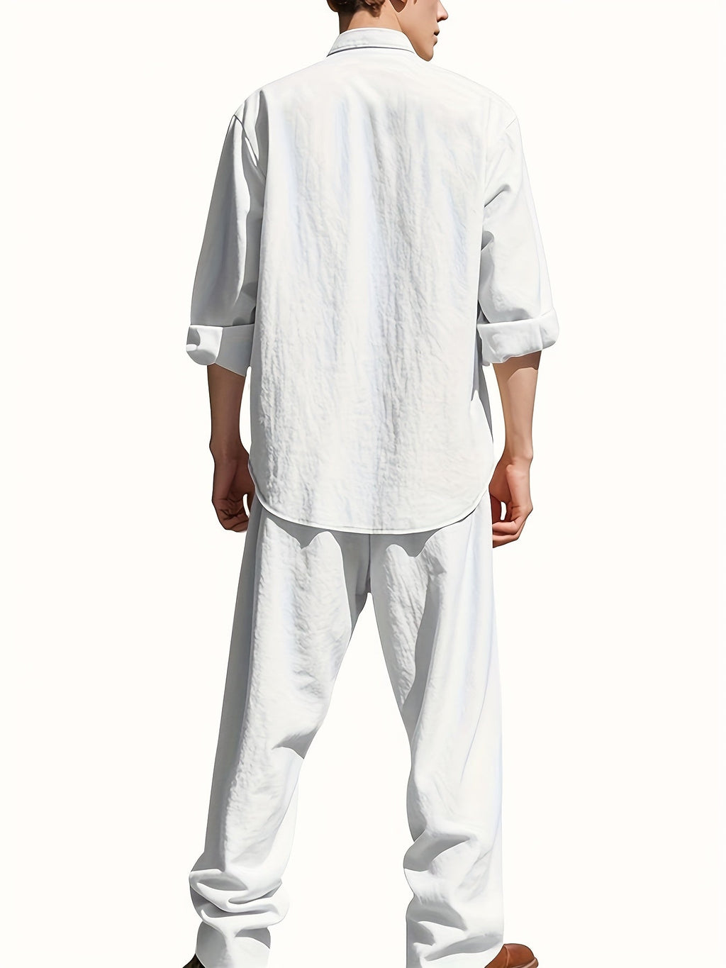 Oliver | Men's Band Collar Shirt Set | Chest Pocket · Eltrendio