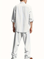 Oliver | Men's Band Collar Shirt Set | Chest Pocket · Eltrendio