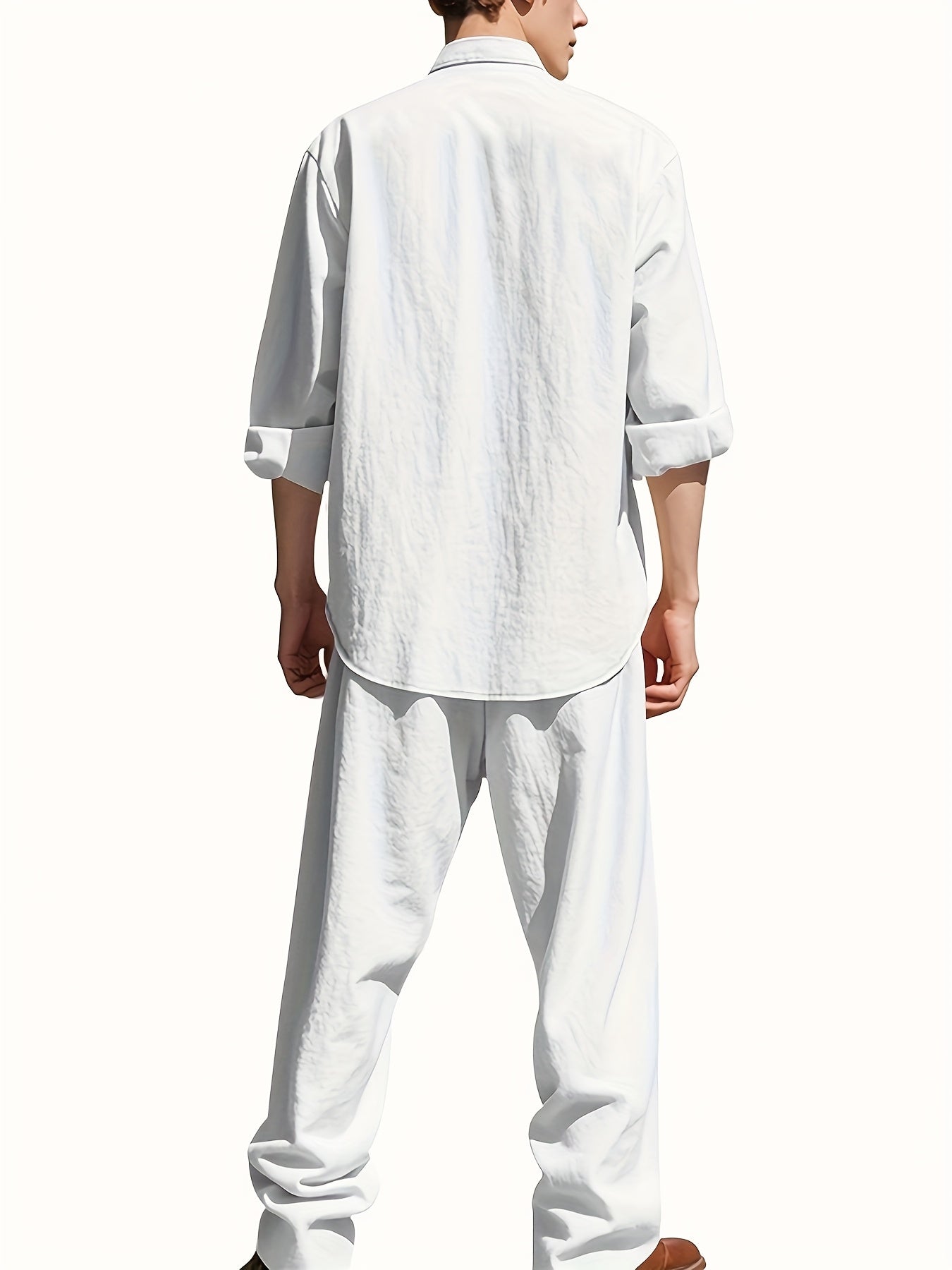 Oliver | Men's Band Collar Shirt Set | Chest Pocket · Eltrendio