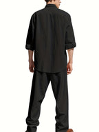 Oliver | Men's Band Collar Shirt Set | Chest Pocket · Eltrendio
