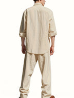 Oliver | Men's Band Collar Shirt Set | Chest Pocket · Eltrendio