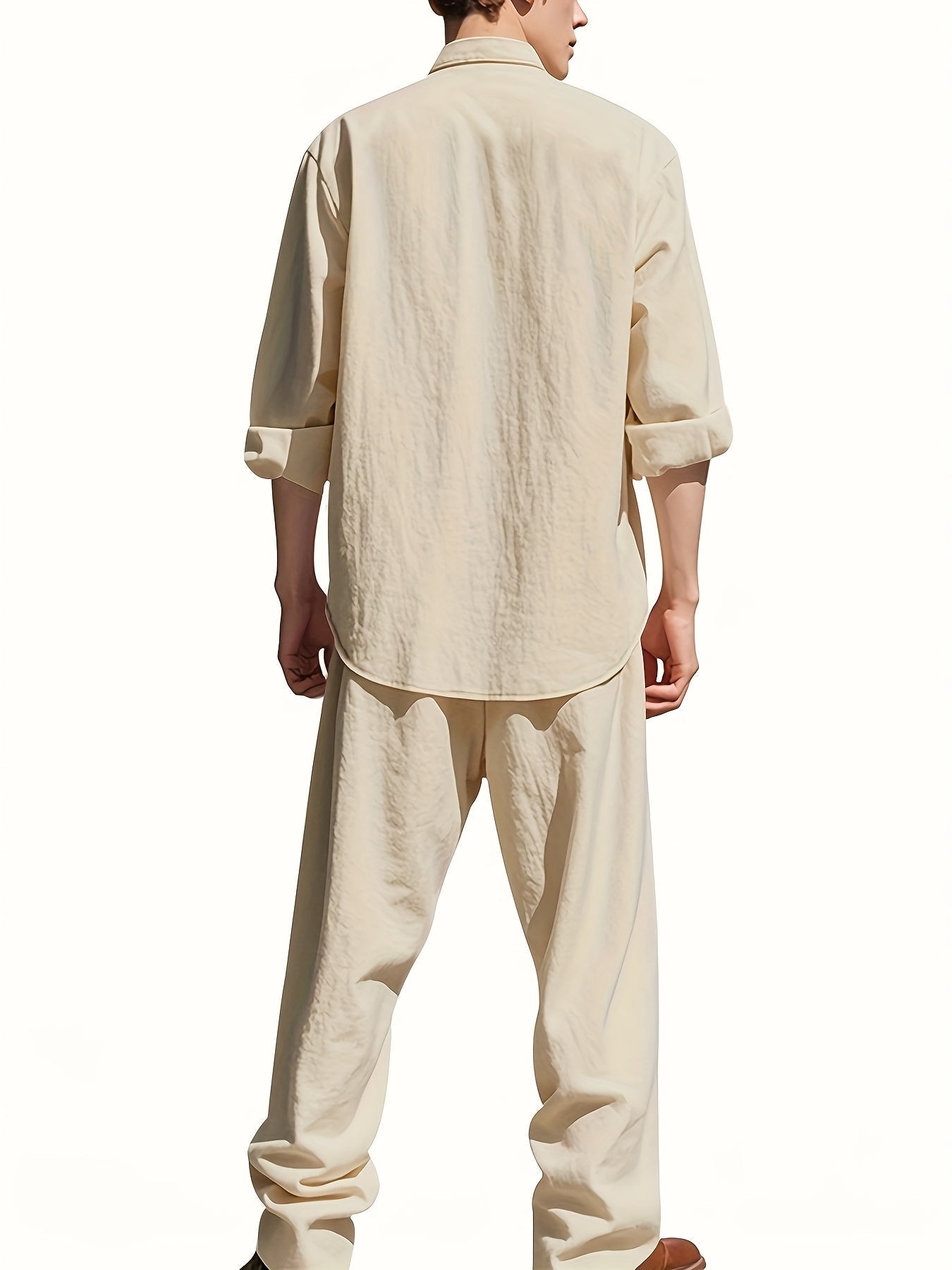 Oliver | Men's Band Collar Shirt Set | Chest Pocket · Eltrendio
