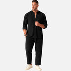 Oliver | Men's Band Collar Shirt & Trousers Set | Relaxed Fit · Eltrendio
