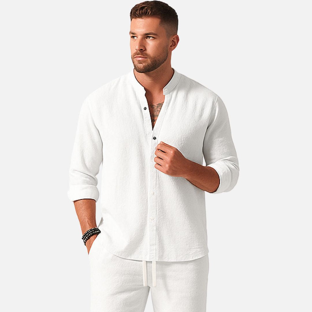 Oliver | Men's Band Collar Shirt & Trousers Set | Relaxed Fit · Eltrendio