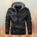 Oliver | Men's Biker Leather Jacket | Removable Hood · Eltrendio