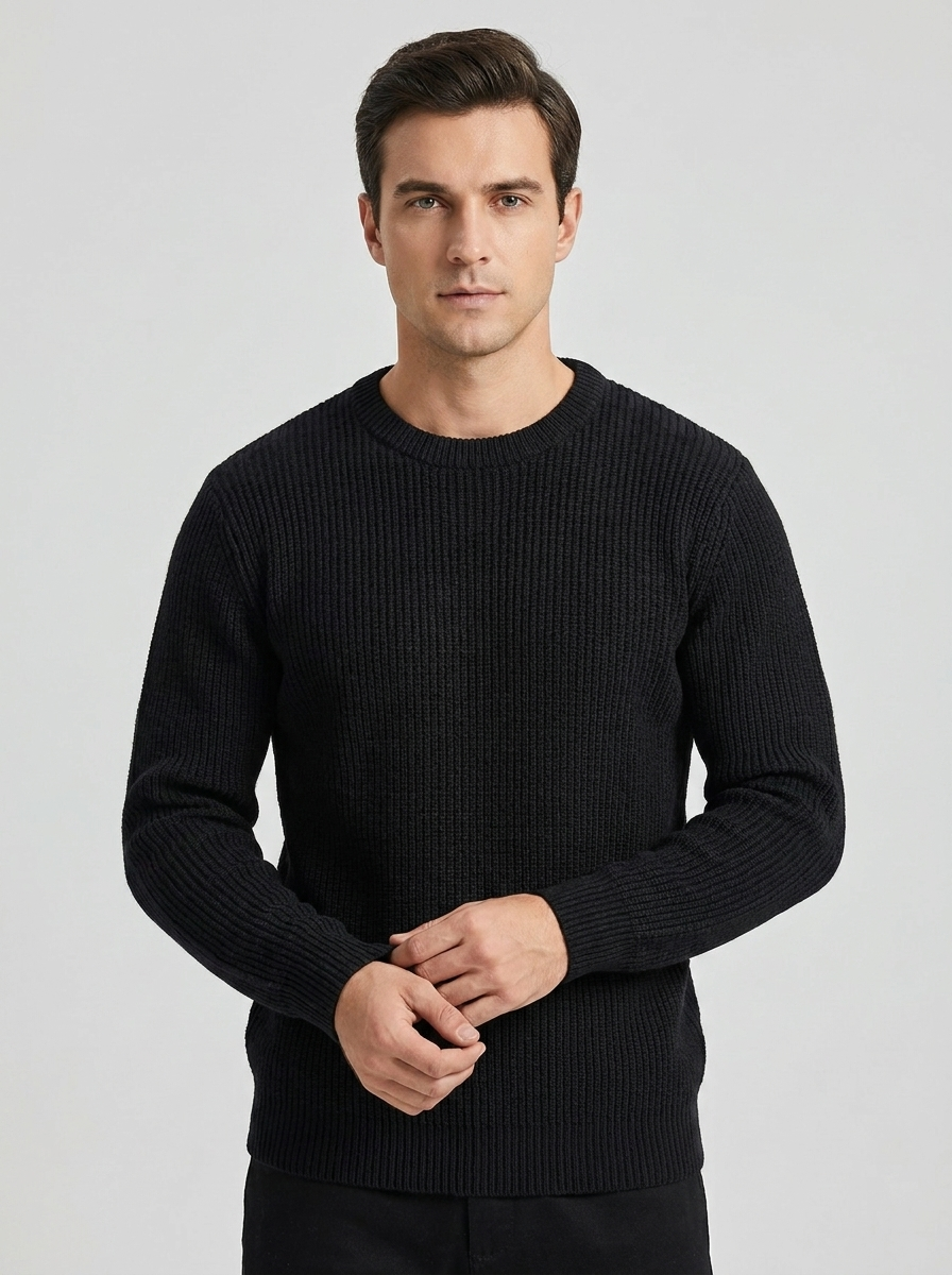 Oliver | Men's Crew Neck Jumper | Ribbed Knit-Eltrendio