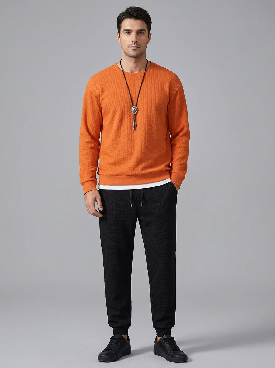 Isaac | Men's Crew Neck Tracksuit | Drawstring Joggers-Eltrendio