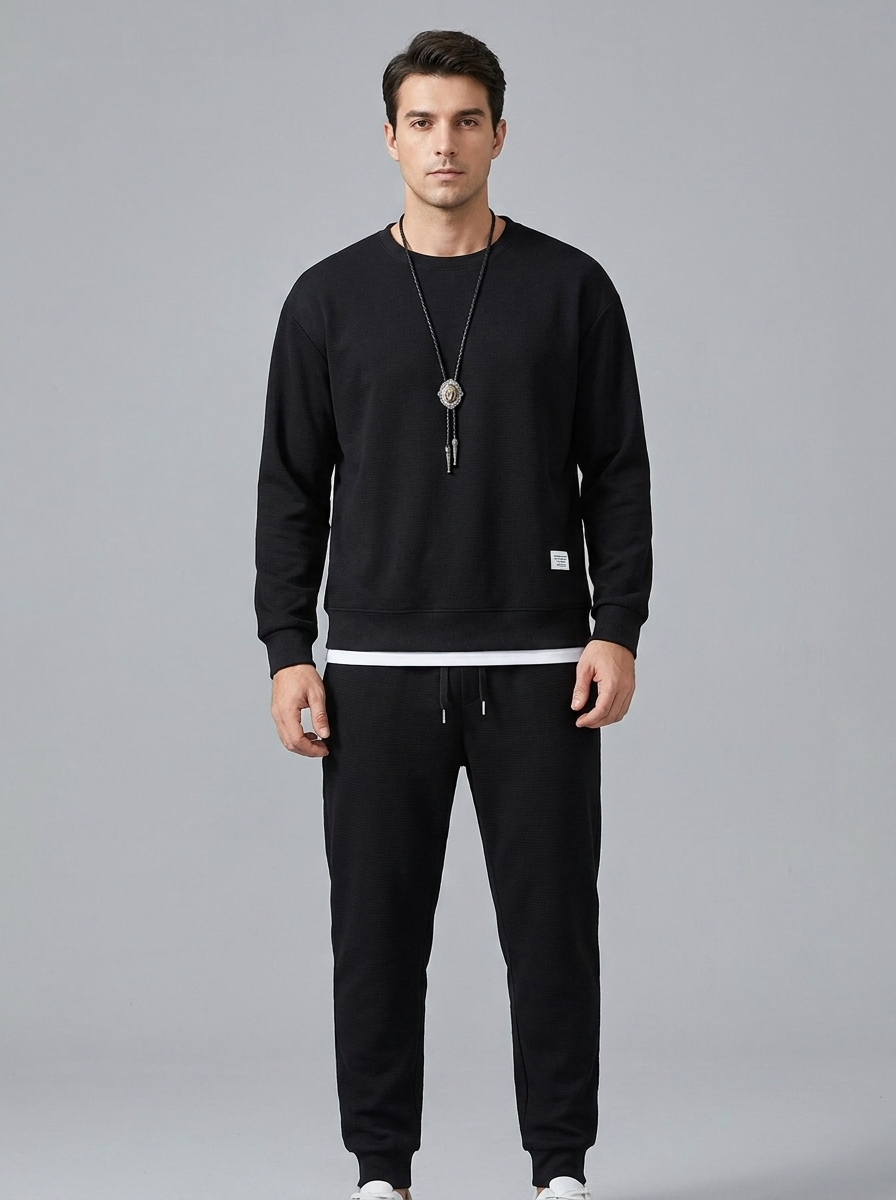 Isaac | Men's Crew Neck Tracksuit | Drawstring Joggers-Eltrendio