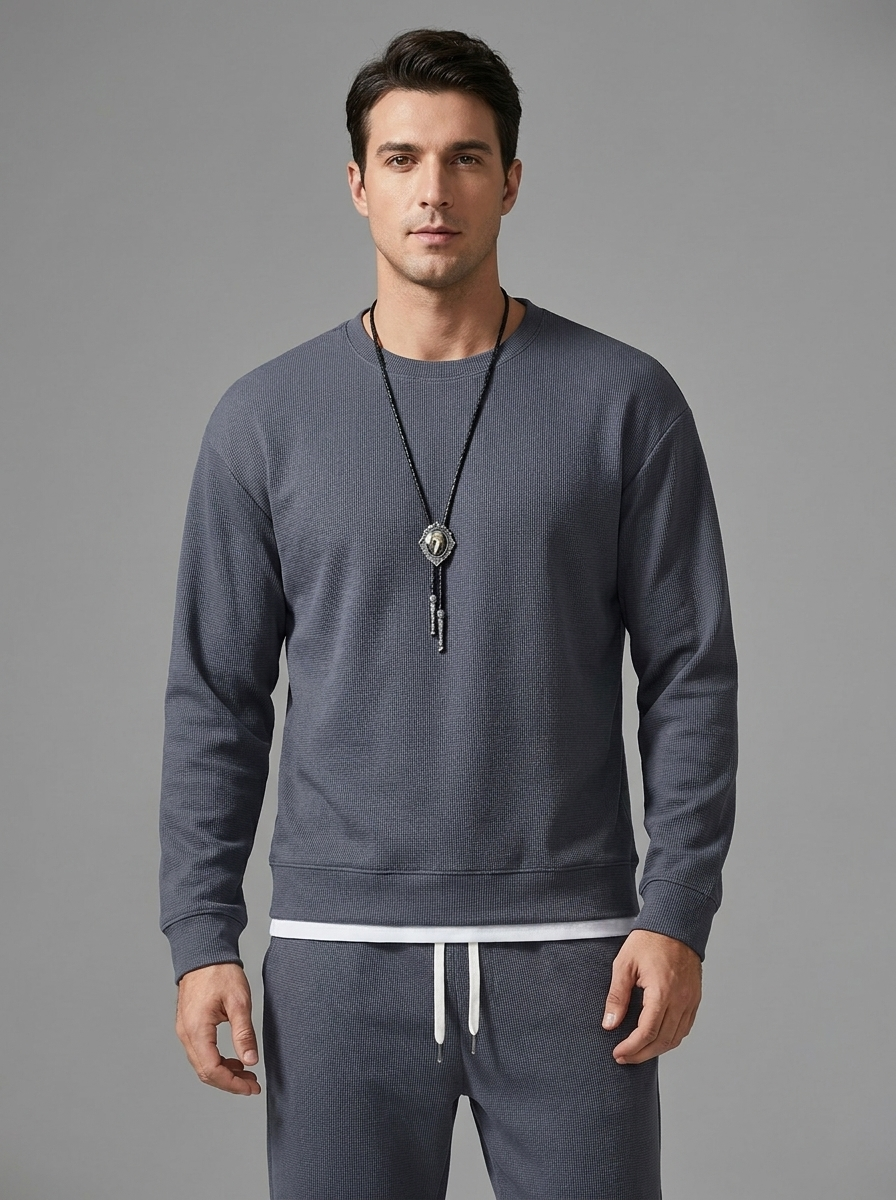 Isaac | Men's Crew Neck Tracksuit | Drawstring Joggers-Eltrendio