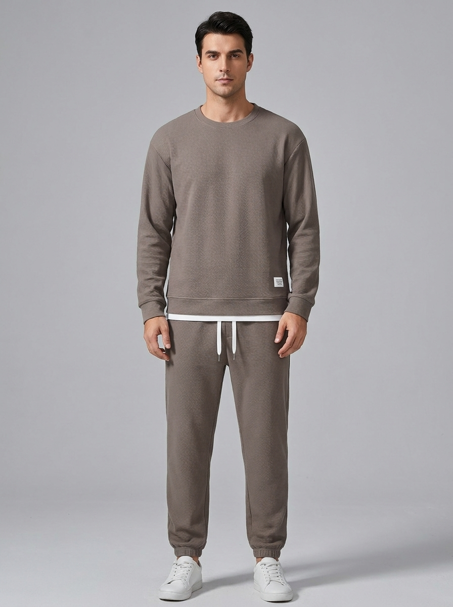 Isaac | Men's Crew Neck Tracksuit | Drawstring Joggers-Eltrendio