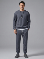 Isaac | Men's Crew Neck Tracksuit | Drawstring Joggers-Eltrendio