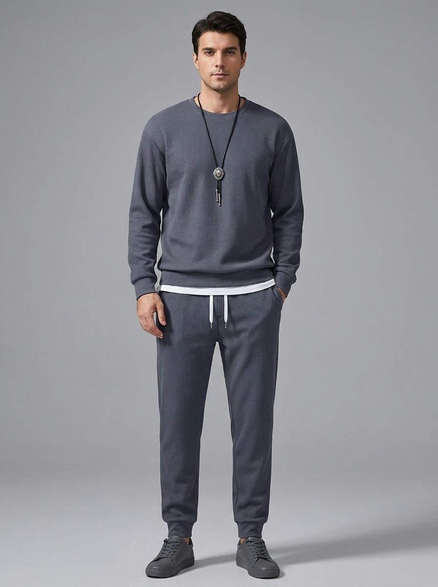 Isaac | Men's Crew Neck Tracksuit | Drawstring Joggers-Eltrendio