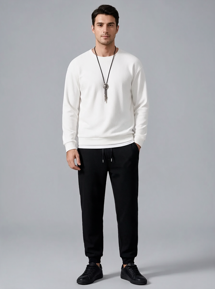 Isaac | Men's Crew Neck Tracksuit | Drawstring Joggers-Eltrendio