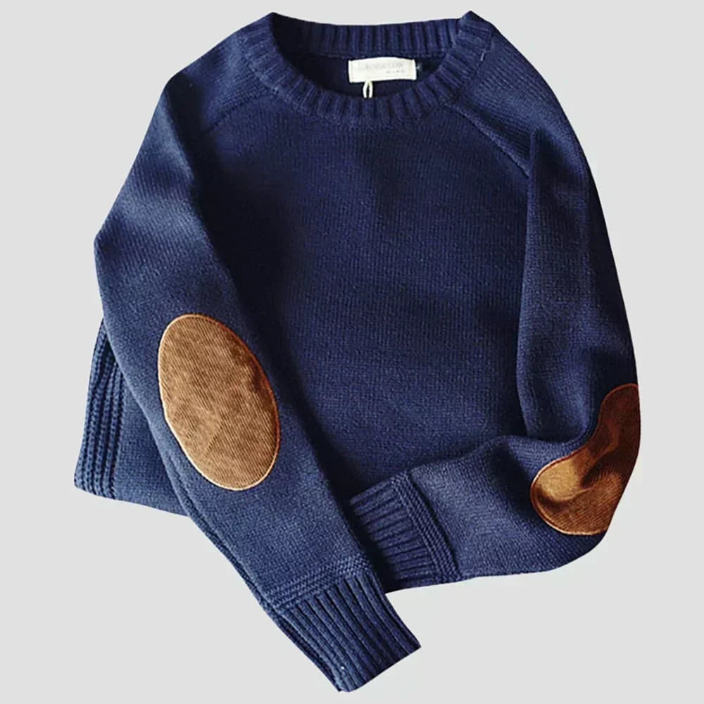 Oliver | Men's Crewneck Jumper | Elbow Patches · Eltrendio