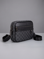 James | Men's Crossbody Messenger Bag | Checked Leather-Eltrendio