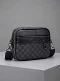 James | Men's Crossbody Messenger Bag | Checked Leather-Eltrendio