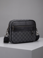 James | Men's Crossbody Messenger Bag | Checked Leather-Eltrendio