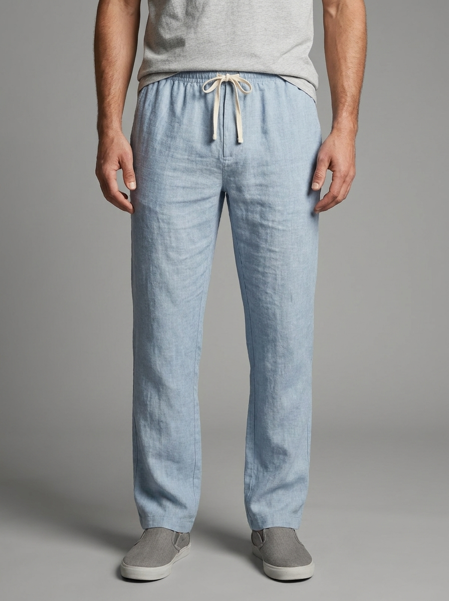 Ezra | Men's Drawstring Trousers | Linen-Eltrendio