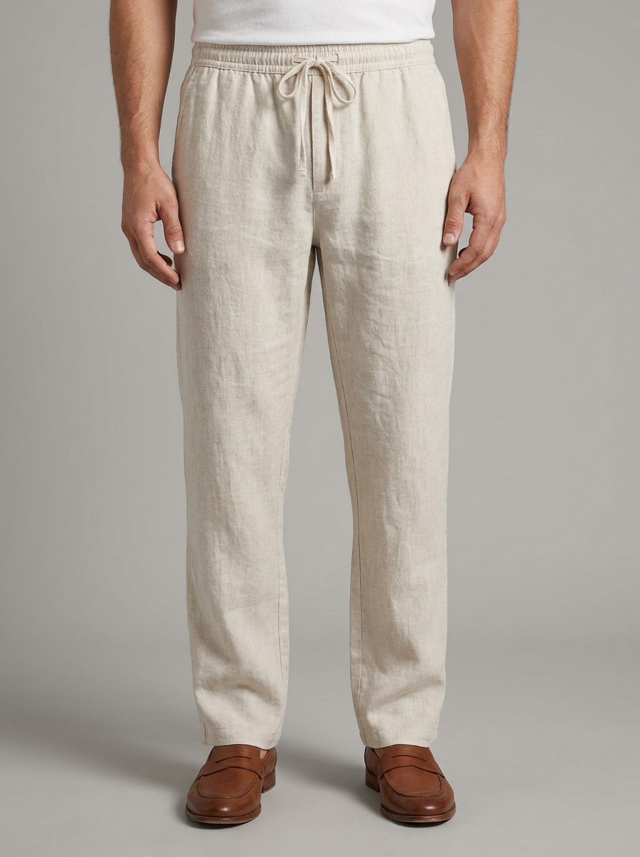 Ezra | Men's Drawstring Trousers | Linen-Eltrendio